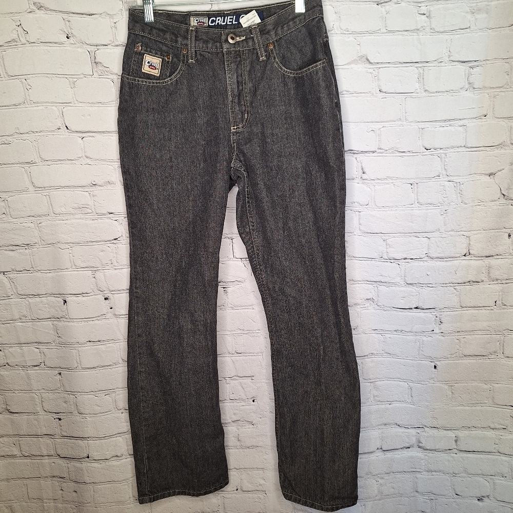Cruel Girl Black Grey 80s Stone Washed High Waist Straight Leg Y2k Jeans Sz 7